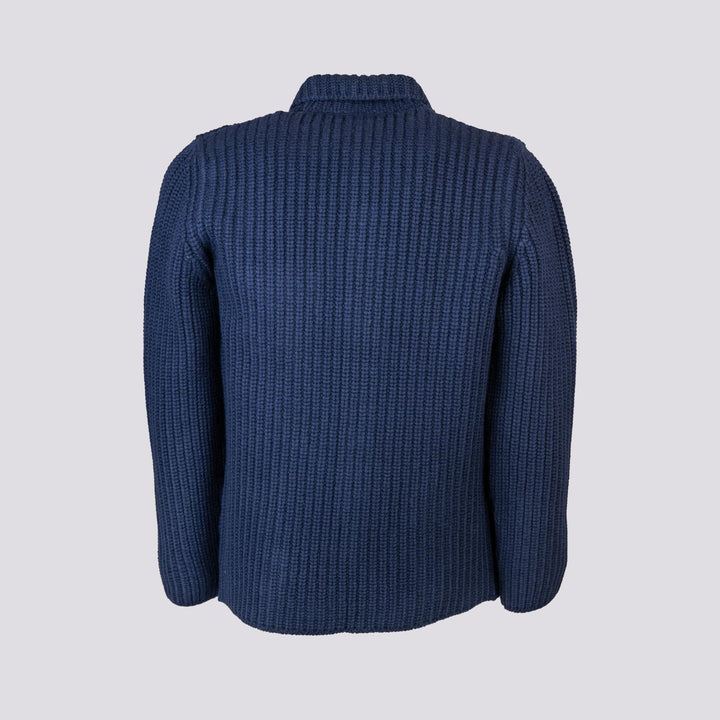GIACCA CARDIGAN IN LANA VERGINE BLU 10166 598 ANDREA MORANDO 