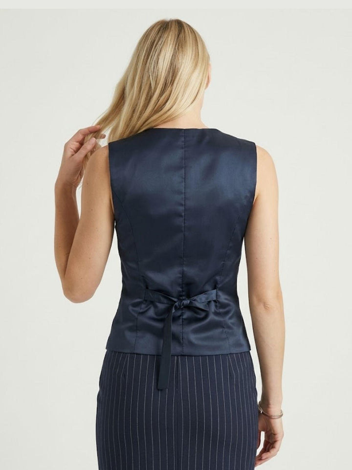 Gilet gessato con linea sagomata navy 3894 BLU ANDREA MORANDO 
