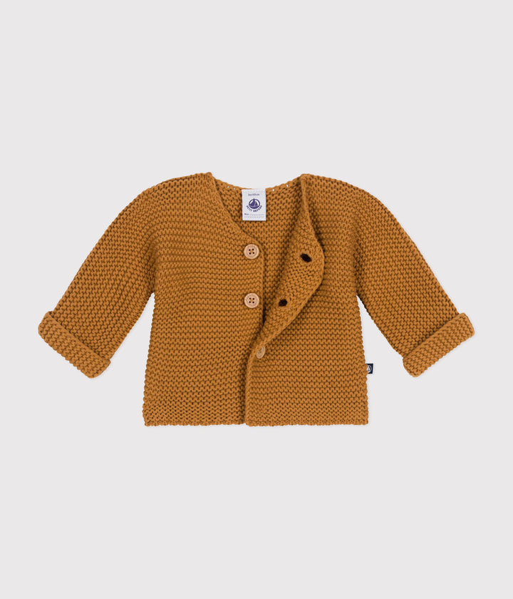 Cardigan in tricot a punto legaccio senape A0AZH 02 PETIT BATEAU 