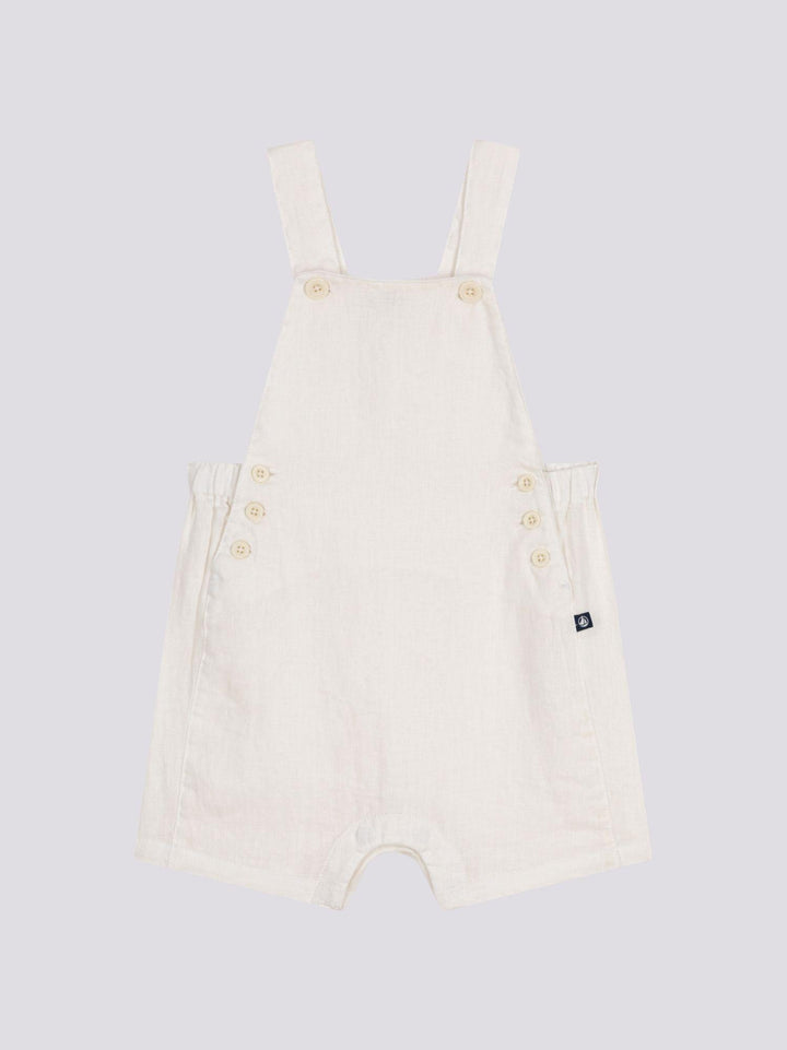 SALOPETTE  BIANCA CORTA BEBÈ IN LINO A0A5S 01 PETIT BATEAU 