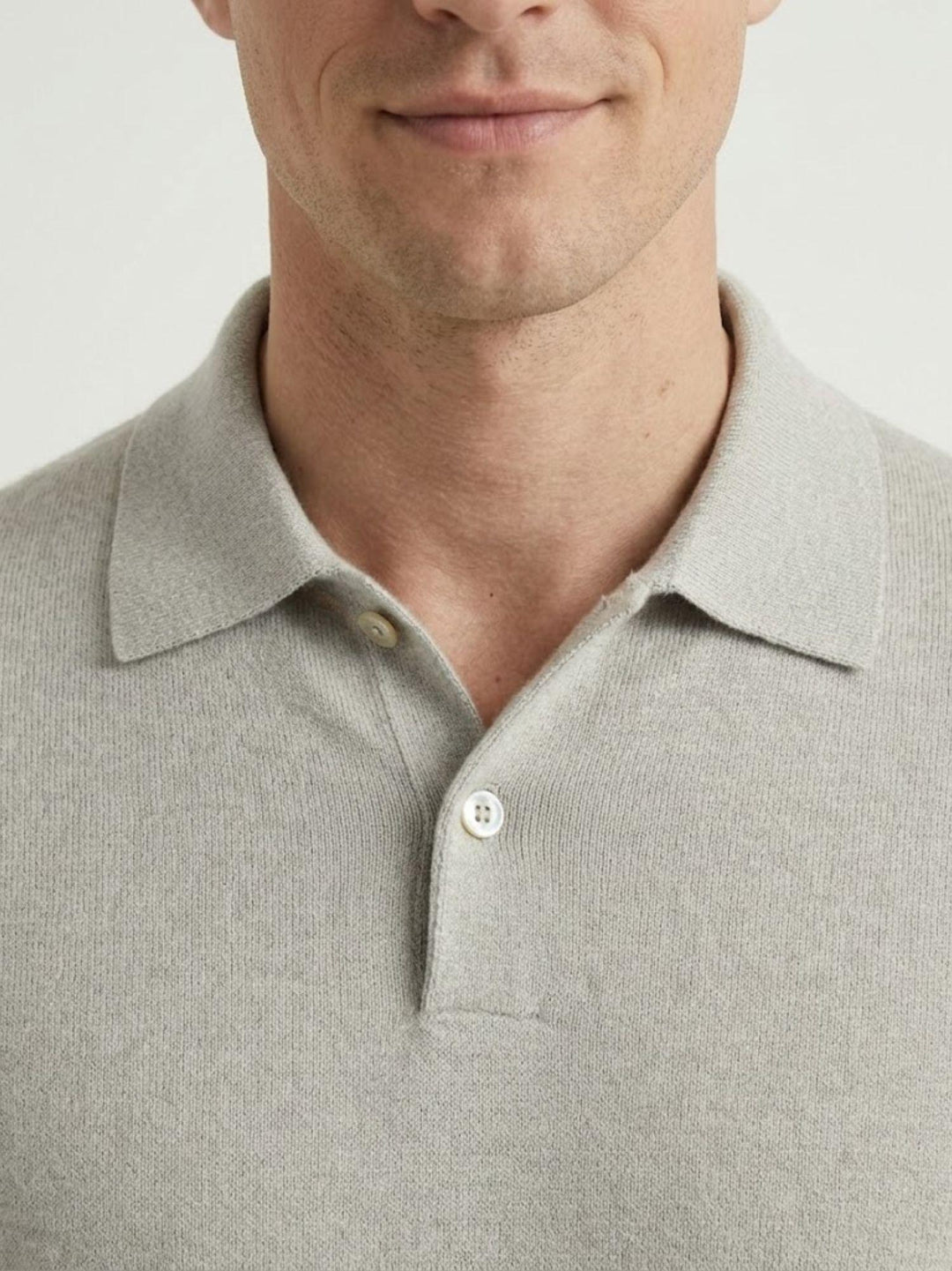 Polo in cotone extrafine grigio chiaro 5048126 102 ANDREA MORANDO 