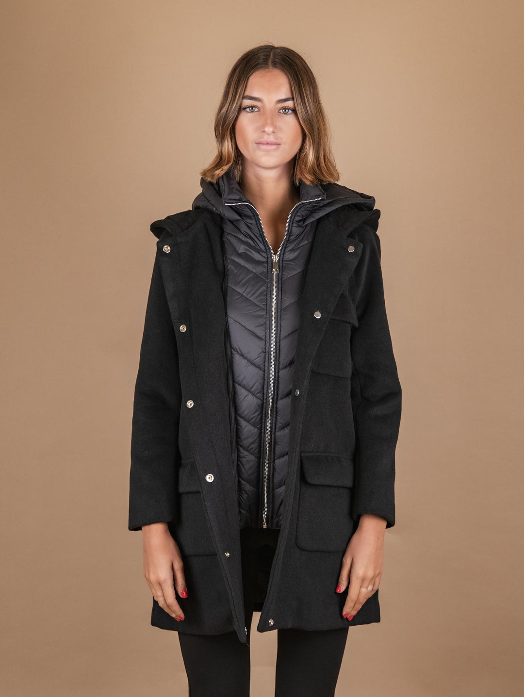 PARKA CON IMBOTTITURA ESTRAIBILE IN TESSUTO NERO 869D NERO ANDREA MORANDO 
