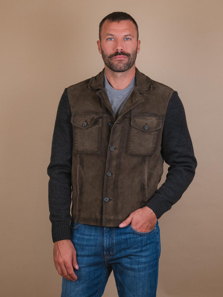 GIACCA IN CAMOSCIO VERDE E MAGLIA "SAMU" SAMK 835 JACK LEATHER 