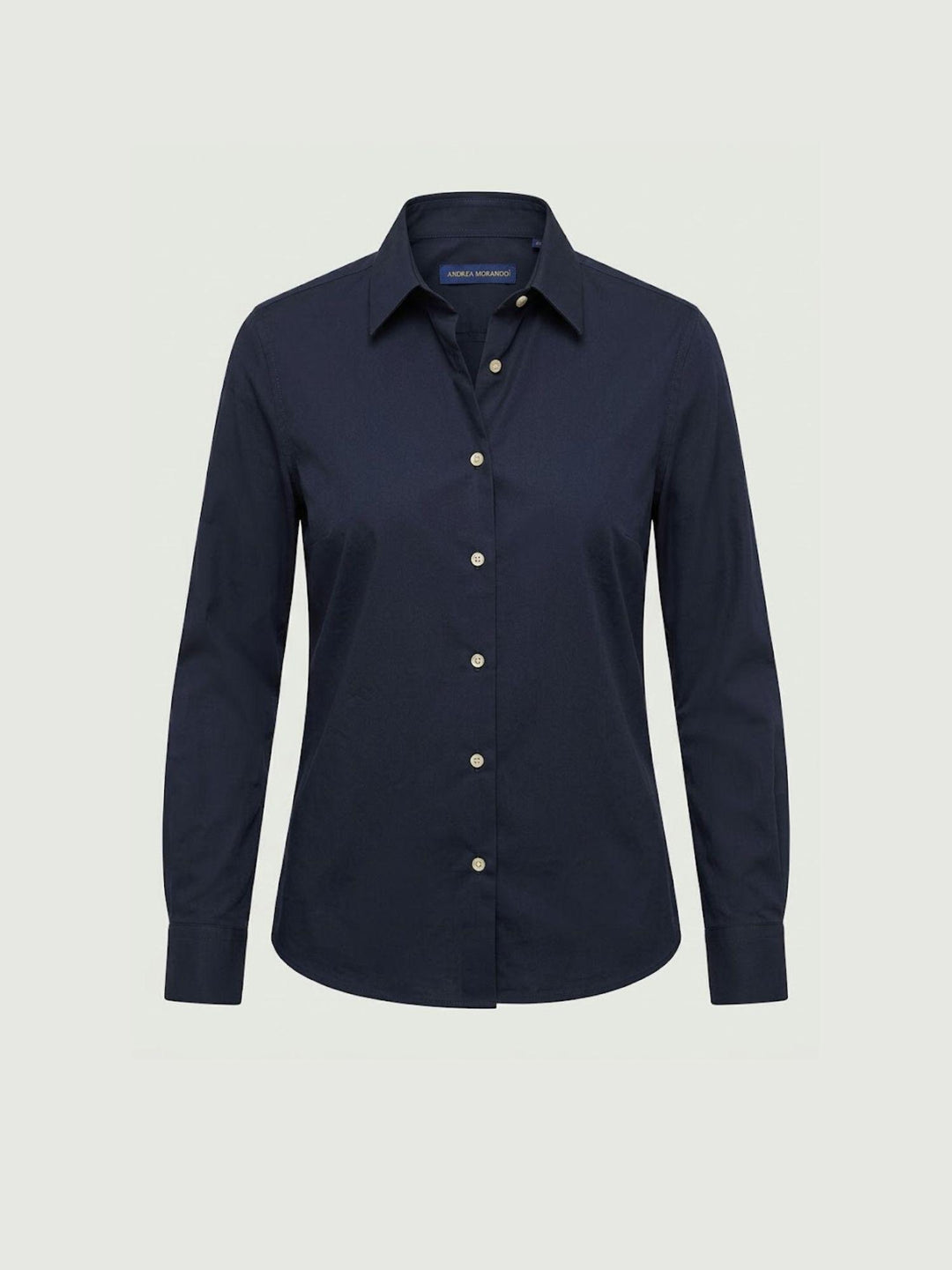 Camicia con bottoni madreperla in cotone navy RUBINO BLU ANDREA MORANDO 