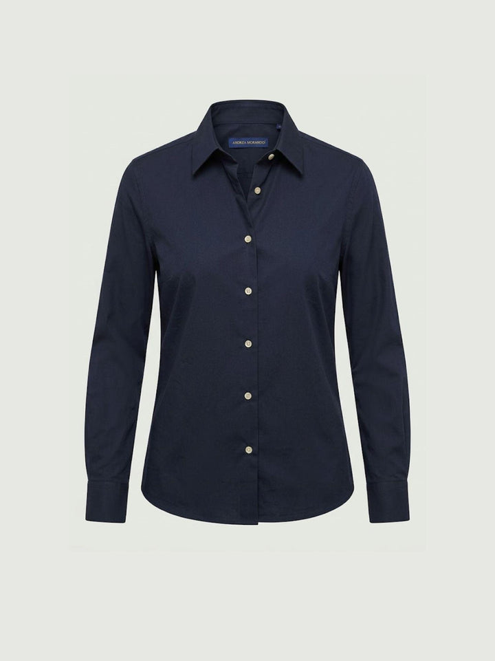 Camicia con bottoni madreperla in cotone navy RUBINO BLU ANDREA MORANDO 