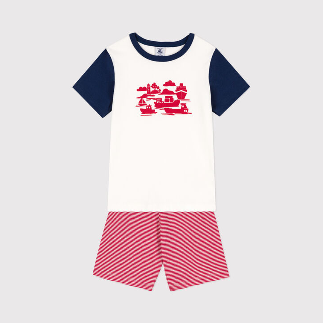 Pigiama Corto Bambino In Cotone Le Havre A06LL 01 PETIT BATEAU 