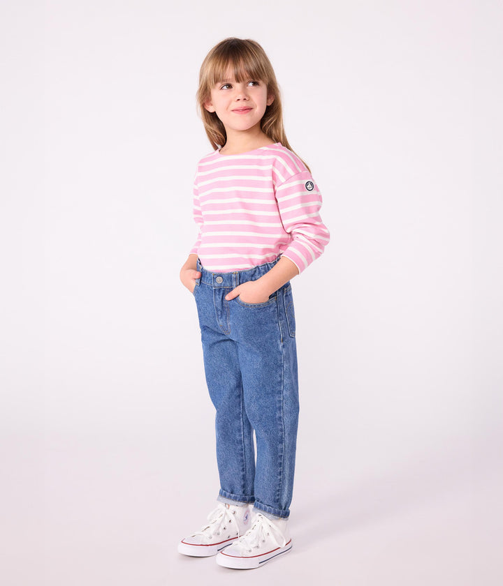 Marinière in cotone rosa bambina A0E8A 04 PETIT BATEAU 