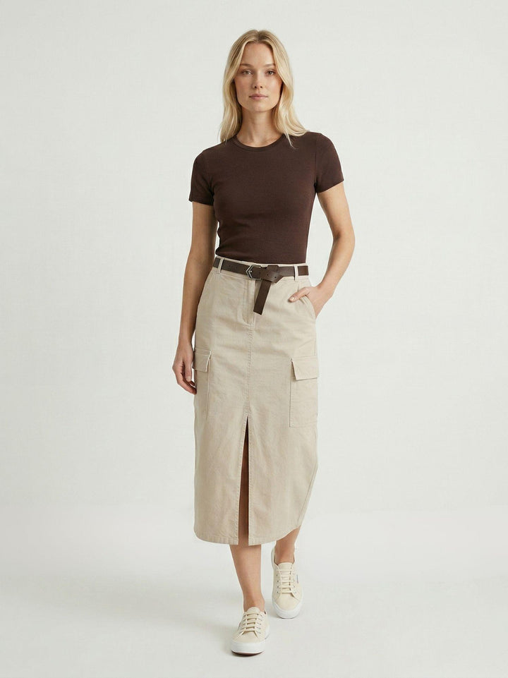 Gonna cargo midi in cotone panna 6105 PANNA ANDREA MORANDO 