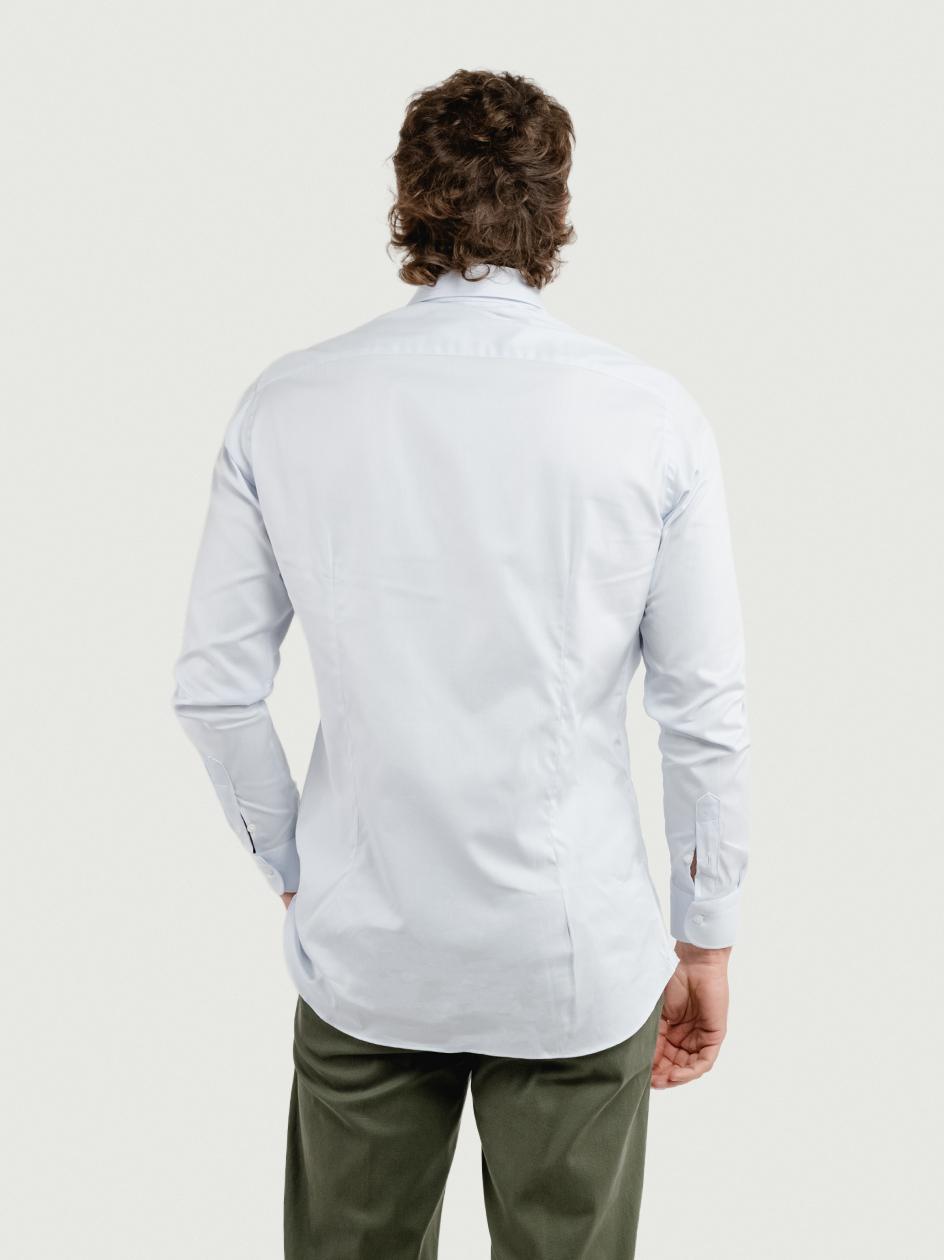 CAMICIA BIANCA SLIM CON MICROFANTASIA CELESTE ROYALSLIM CELESTE ANDREA MORANDO 