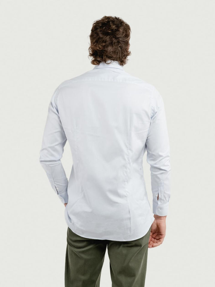 CAMICIA BIANCA SLIM CON MICROFANTASIA CELESTE ROYALSLIM CELESTE ANDREA MORANDO 