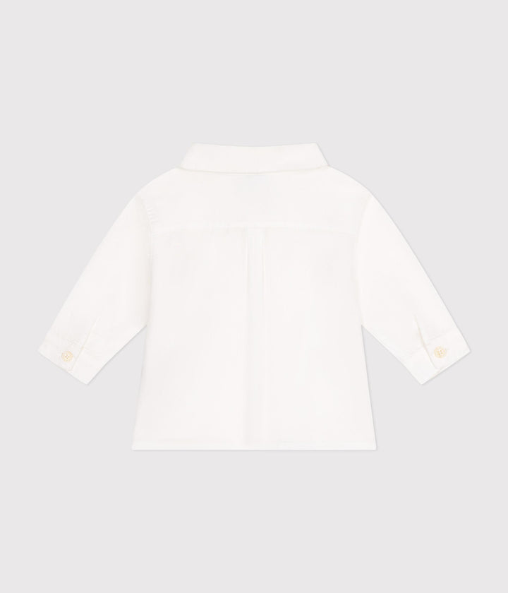 Camicia bianca in popeline neonato A0BC2 01 PETIT BATEAU 
