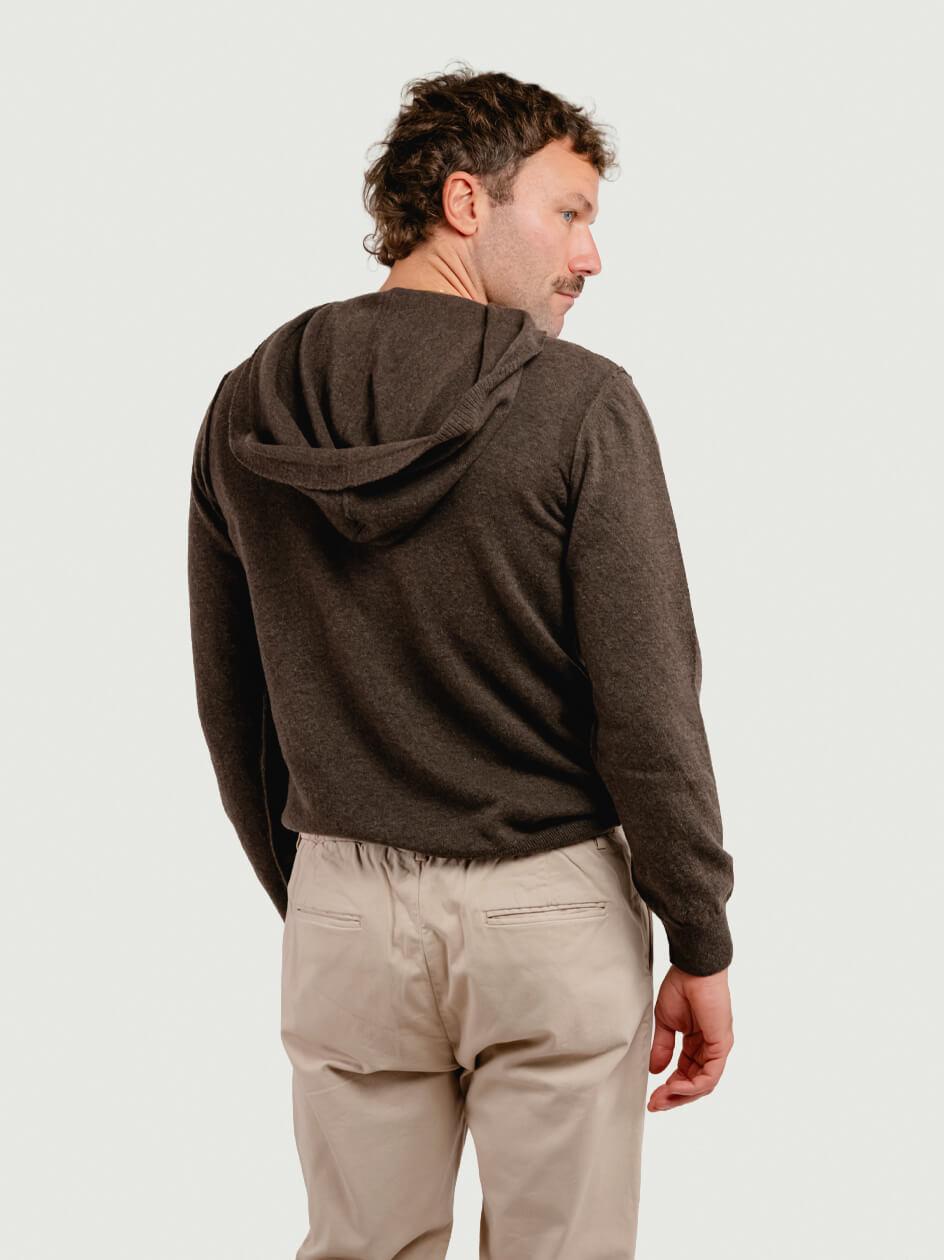 MAGLIA CON CAPPUCCIO IN LANA MERINO E CASHMERE TESTA MORO GA071 510 ANDREA MORANDO 