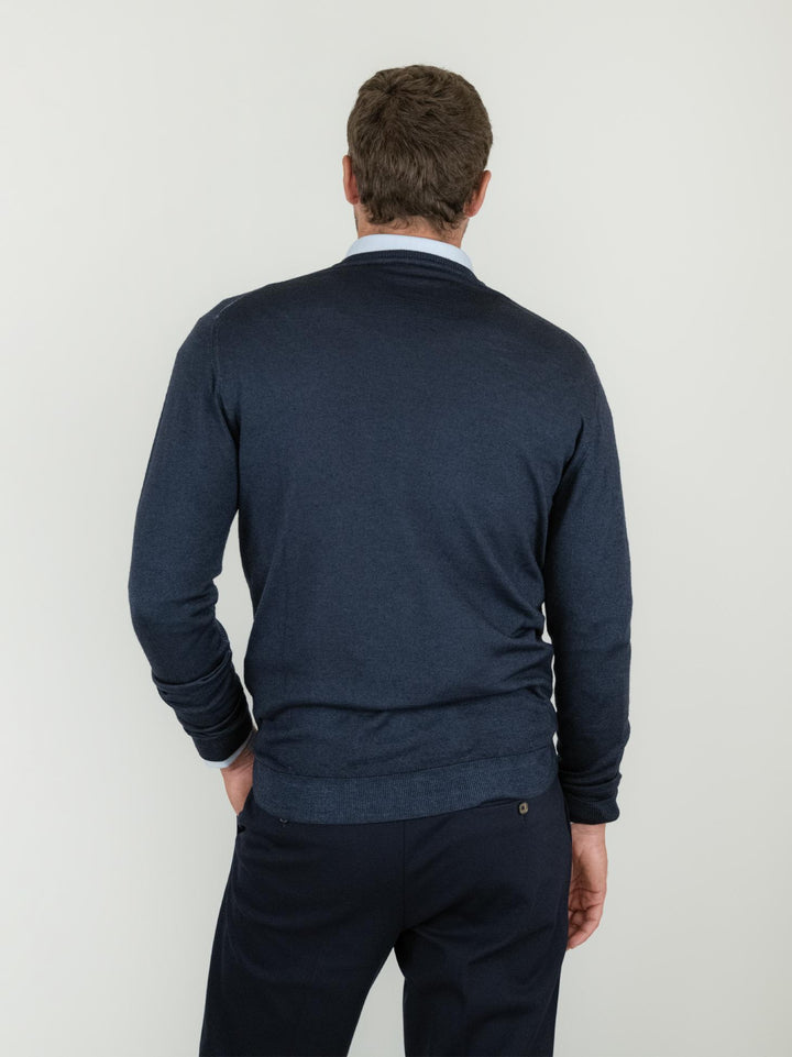 MAGLIA IN LANA MERINO BLU NOTTE 0001 24 FIESOLI DANIELE 