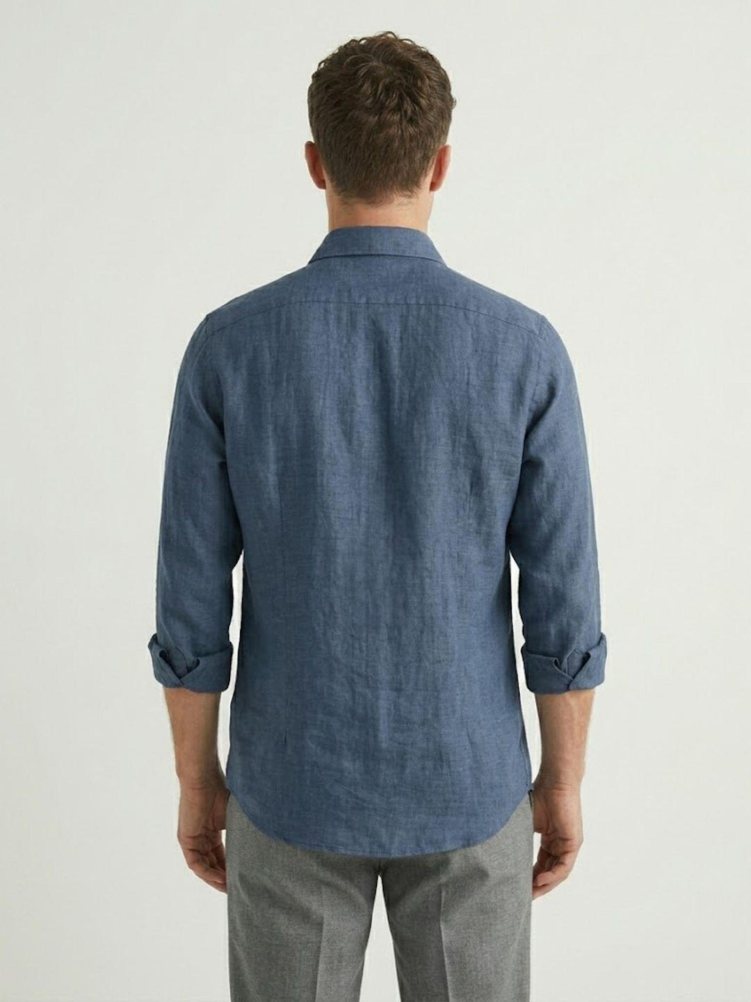 camicia in lino blu cobalto 9432900 208 ANDREA MORANDO 