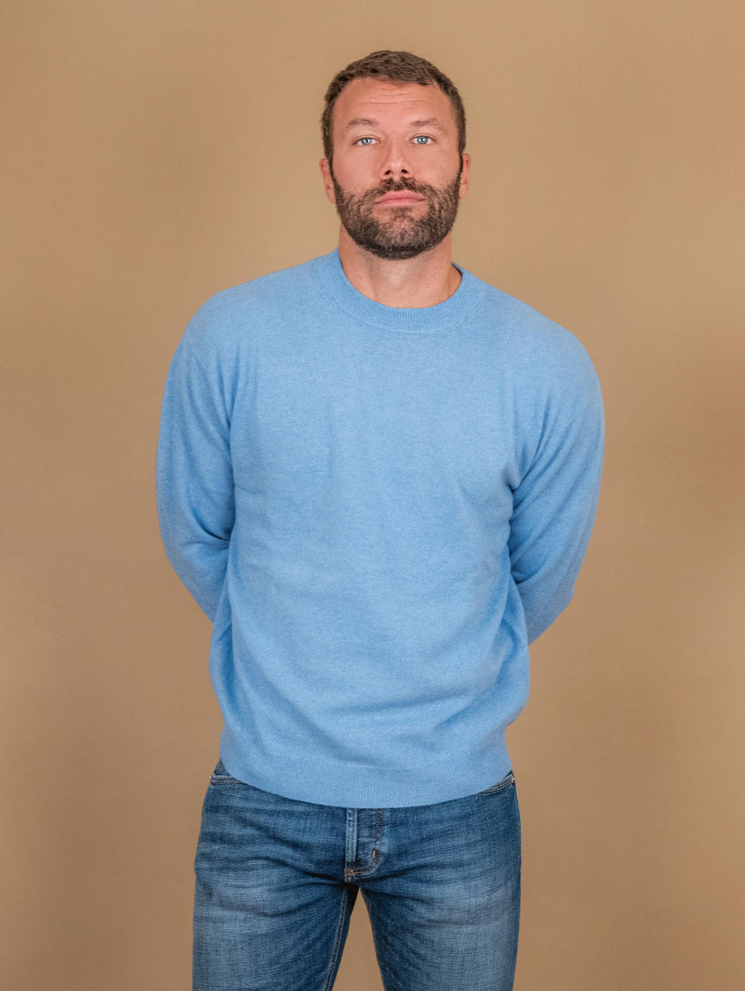MAGLIA GIROCOLLO IN CASHMERE ECO-FRIENDLY AZZURRO  "TRADER" TRADER AZZURRO ABSOLUT CASHMERE 