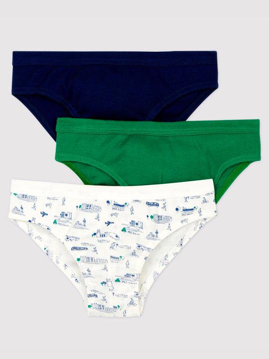 CONFEZIONE DA 3 SLIP BAMBINO FANTASIA IN COTONE A028L 0 PETIT BATEAU 