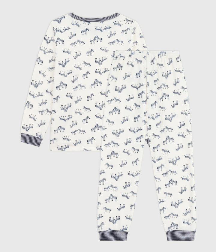 Pigiama in ciniglia con zebre stampate bambino A0DRZ 01 PETIT BATEAU 