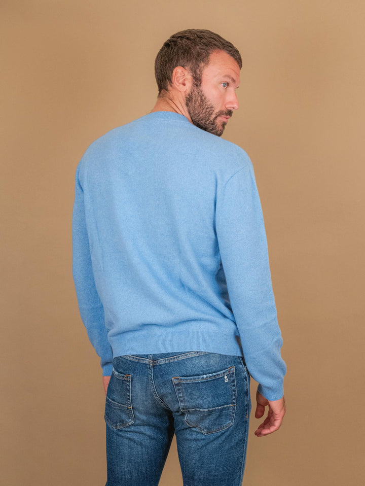 MAGLIA GIROCOLLO IN CASHMERE ECO-FRIENDLY AZZURRO  "TRADER" TRADER AZZURRO ABSOLUT CASHMERE 