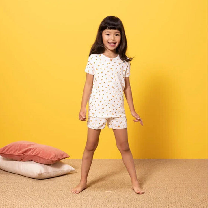 Pigiama corto bambina in cotone motivo orangettes A06UG 01 PETIT BATEAU 