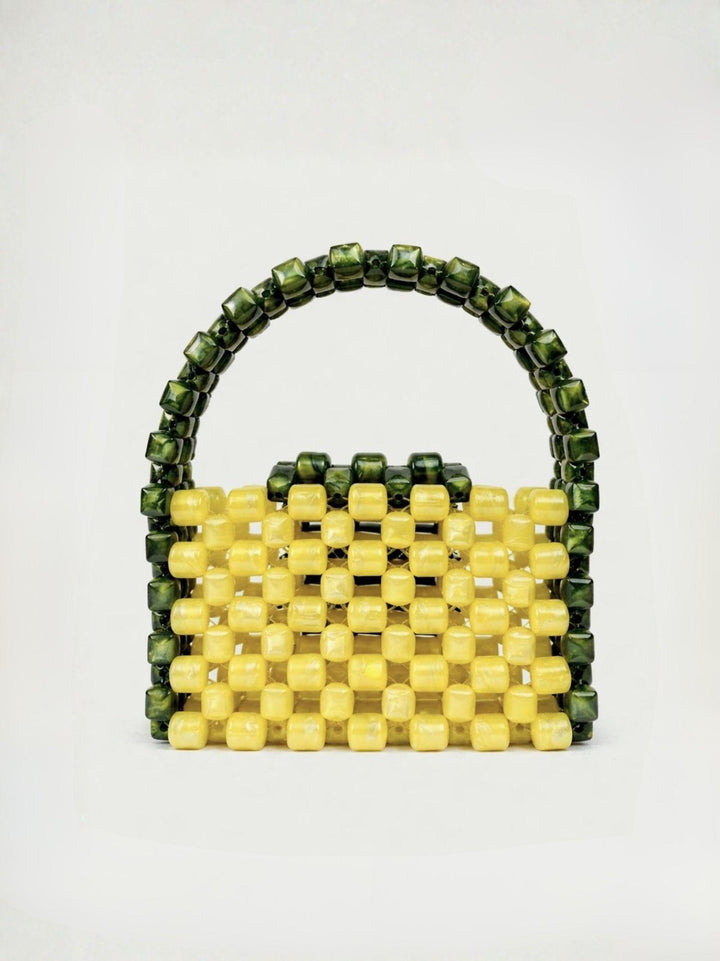 Borsa a mano Brick in resina verde scuro e lime BRICK VERDE PERLA BIMOR 