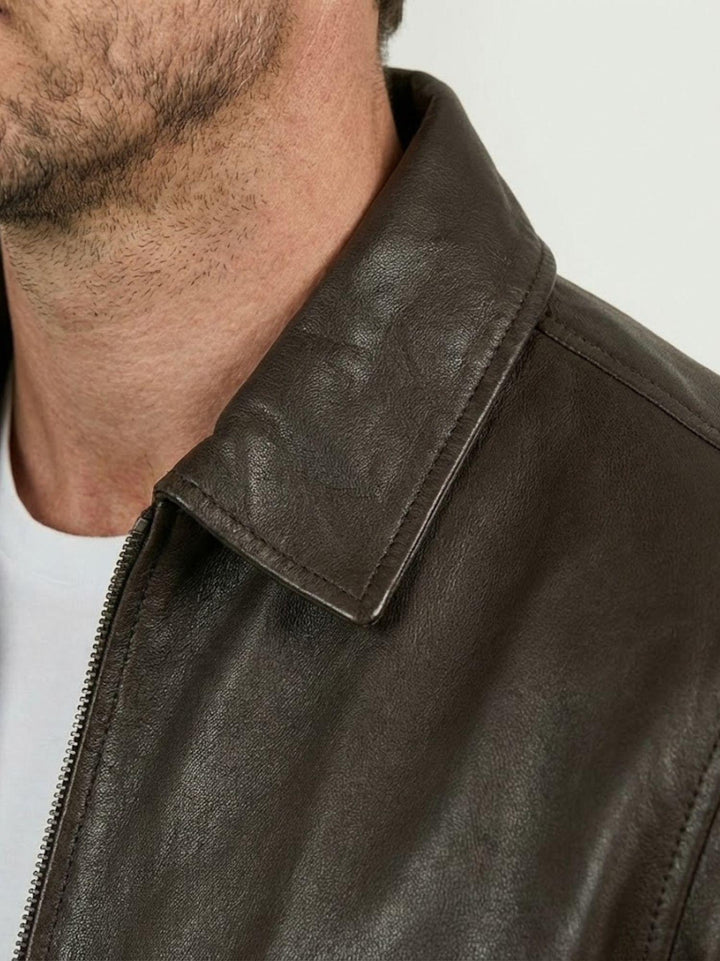 Bomber New Yorker in pelle marrone scuro NEW YORKER 06 JACK LEATHER 