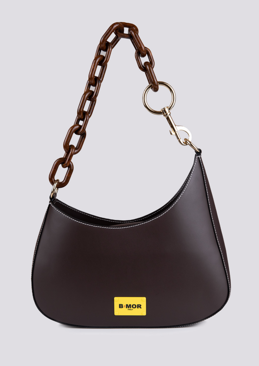 Borsa In Pelle testa di moro Con Tracolla In Osso Curvy CURVY T MORO BIMOR 