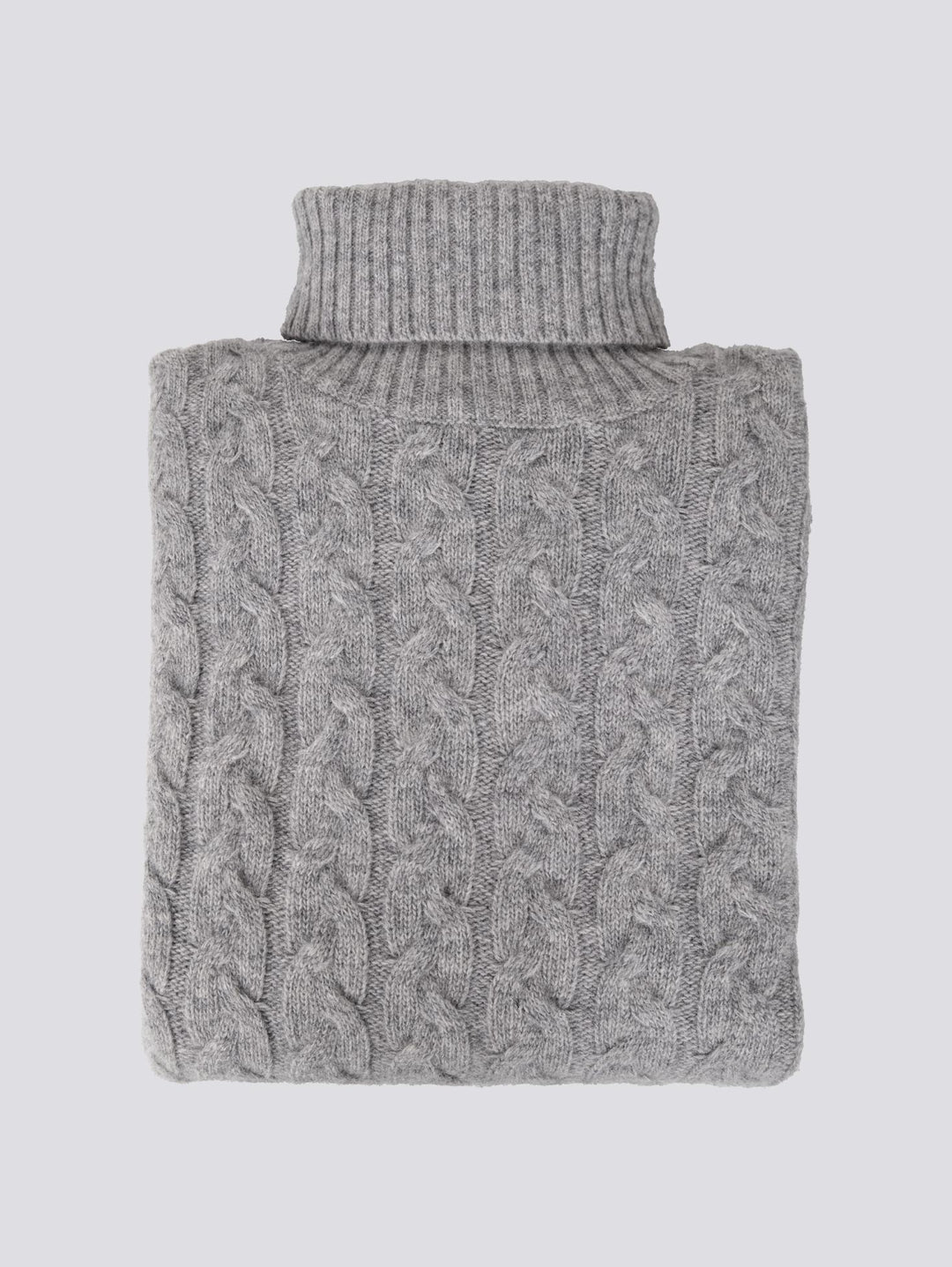 Maglione a collo alto con intreccio in lana grigia 8112223 203 ANDREA MORANDO 