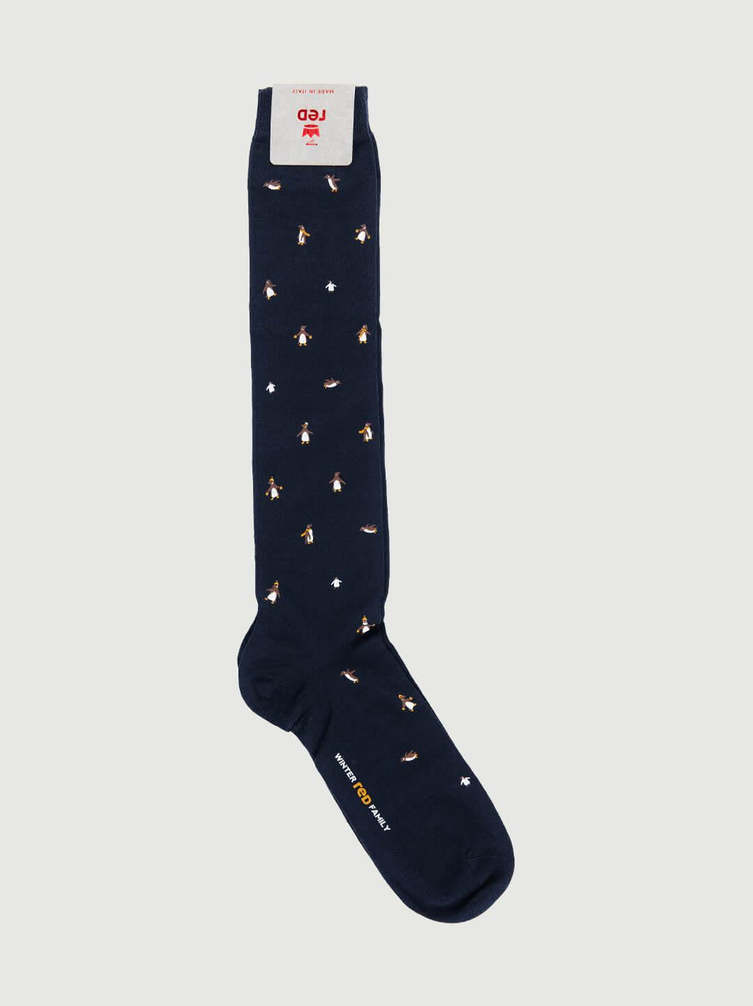 CALZA BLU MOTIVO PINGUINO 62192G BLUETTE RED 
