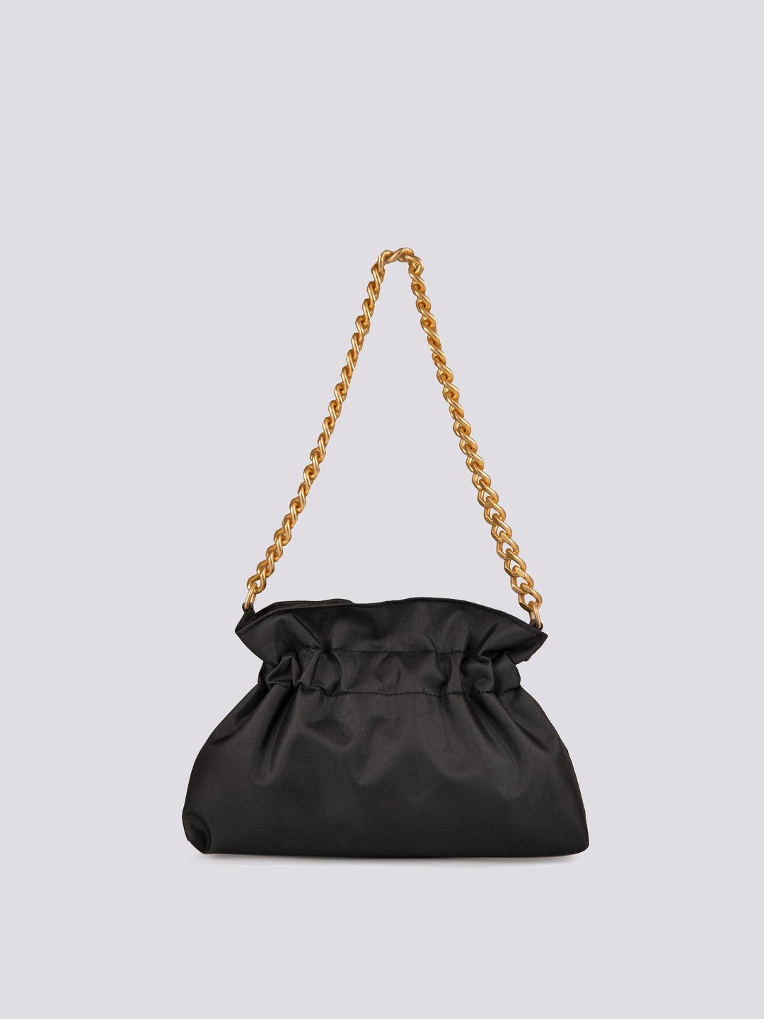 BORSA IN NYLON CON CHIUSURA A CARAMELLA E CATENA OPACA "MINI SWAG" MINI SWAG NERO BIMOR 