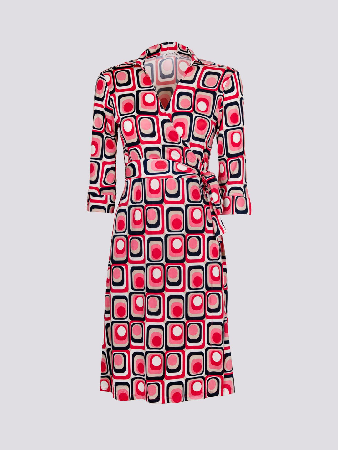 Abito kimono in fantasia optical rosa multicolor DIANE FUCSIA ANDREA MORANDO 