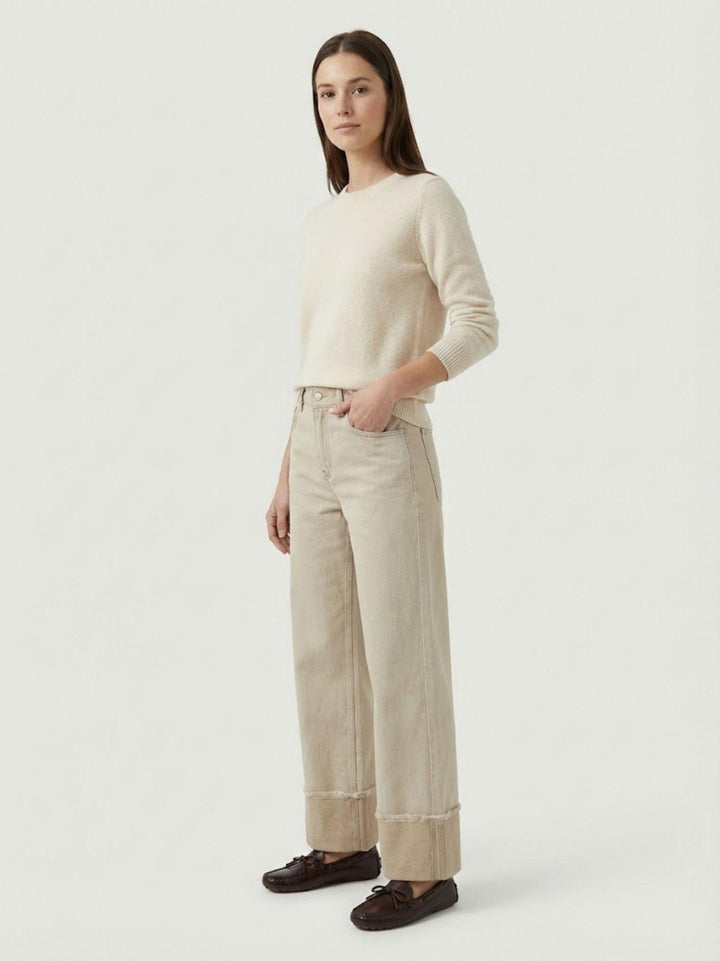 Pantalone a palazzo in denim beige 81144ARR NATURALE ANDREA MORANDO 