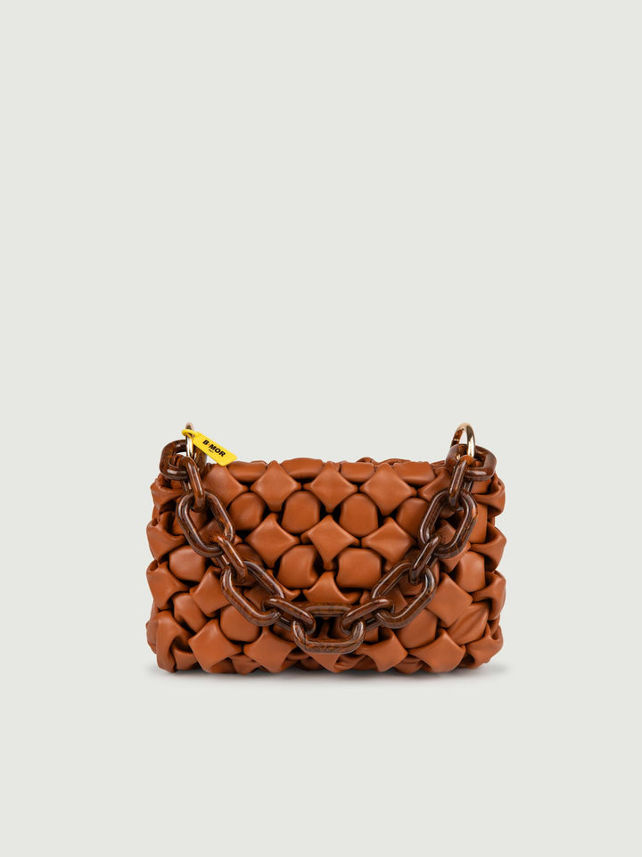 BORSA IN PELLE INTRECCIATA CUOIO "CURLY" CURLYNEW BISCOTTO BIMOR 
