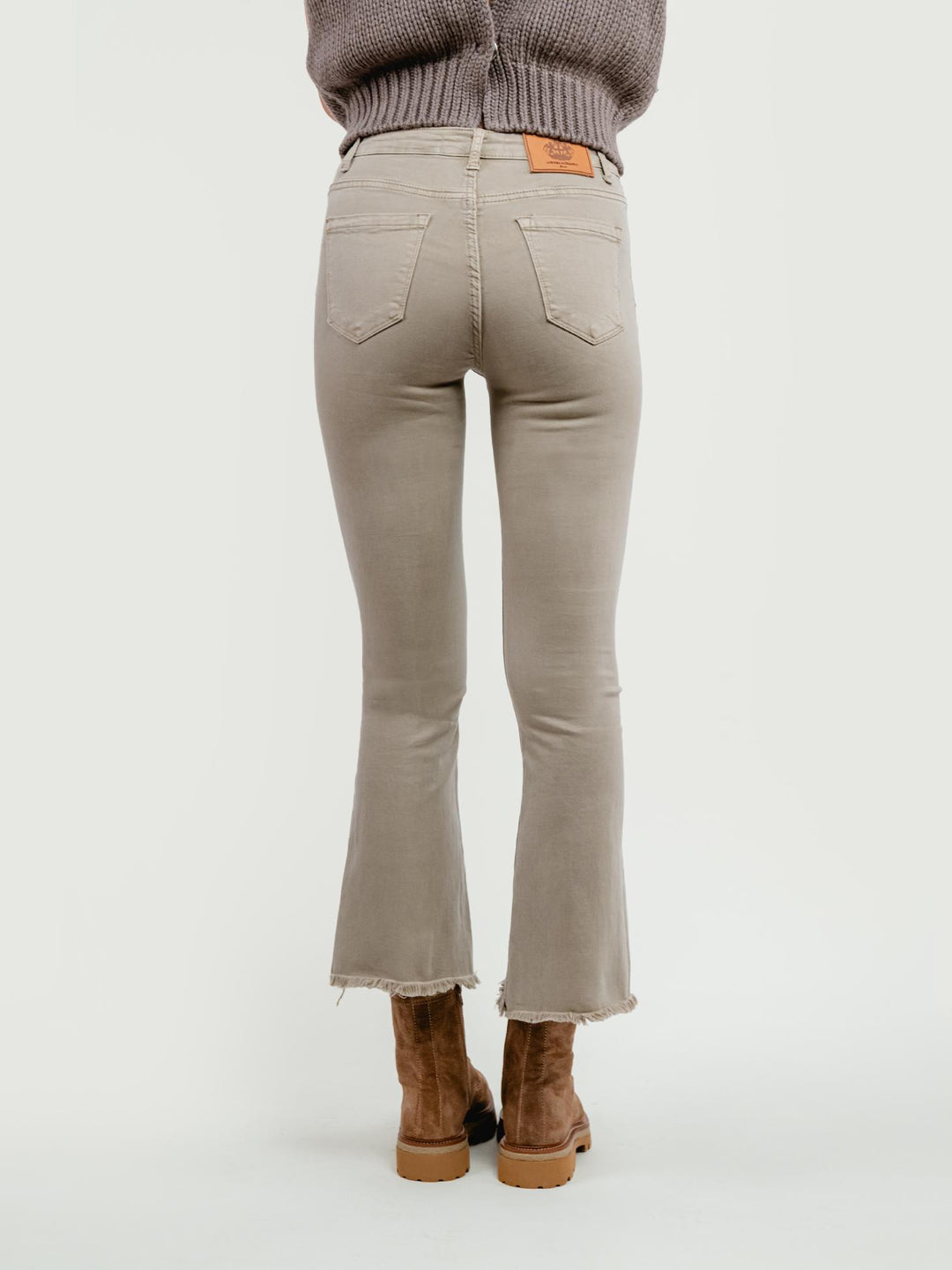 PANTALONE 5 TASCHE A TROMBETTA SFRANGIATO BEIGE 6826/26 BEIGE ANDREA MORANDO 
