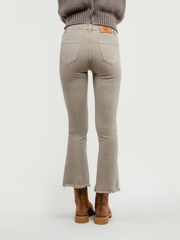 PANTALONE 5 TASCHE A TROMBETTA SFRANGIATO BEIGE 6826/26 BEIGE ANDREA MORANDO 