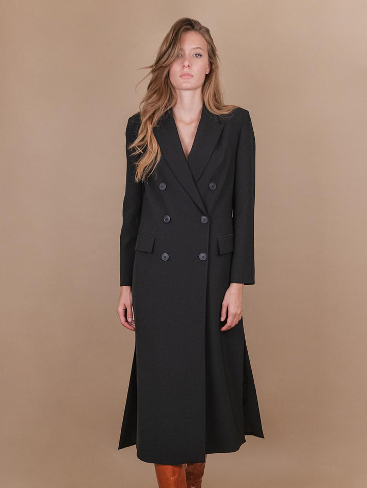 CAPPOTTO DOPPIOPETTO  CON SPACCO LATERALE NERO 2134/2531 019 ANDREA MORANDO 