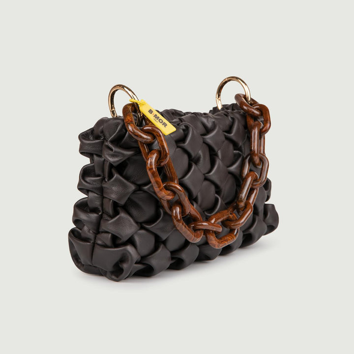 BORSA IN PELLE INTRECCIATA MARRONE "CURLY" CURLYNEW T.MORO BIMOR 