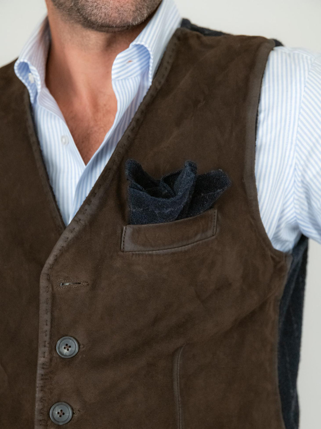 GILET LORRY IN CAMOSCIO TESTA MORO LORRY 06 JACK LEATHER 