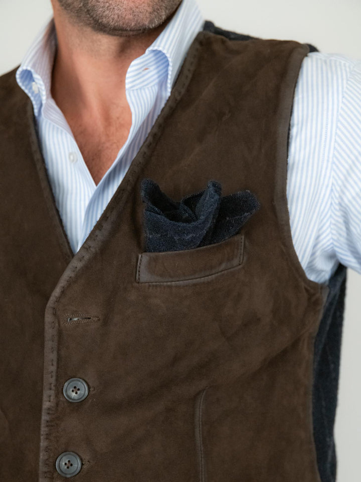 GILET LORRY IN CAMOSCIO TESTA MORO LORRY 06 JACK LEATHER 