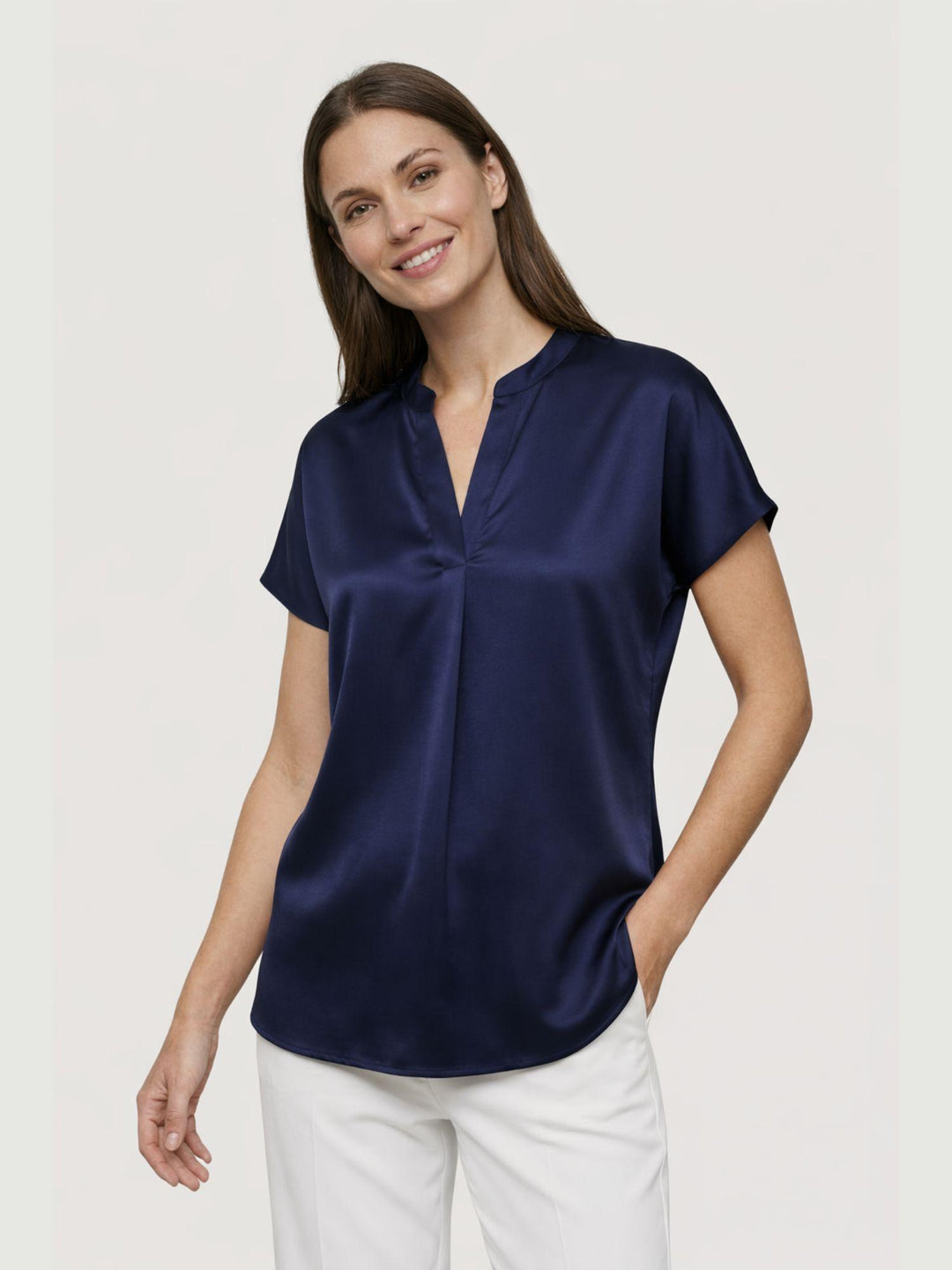 Blusa in raso blu M9237 BLU ANDREA MORANDO 