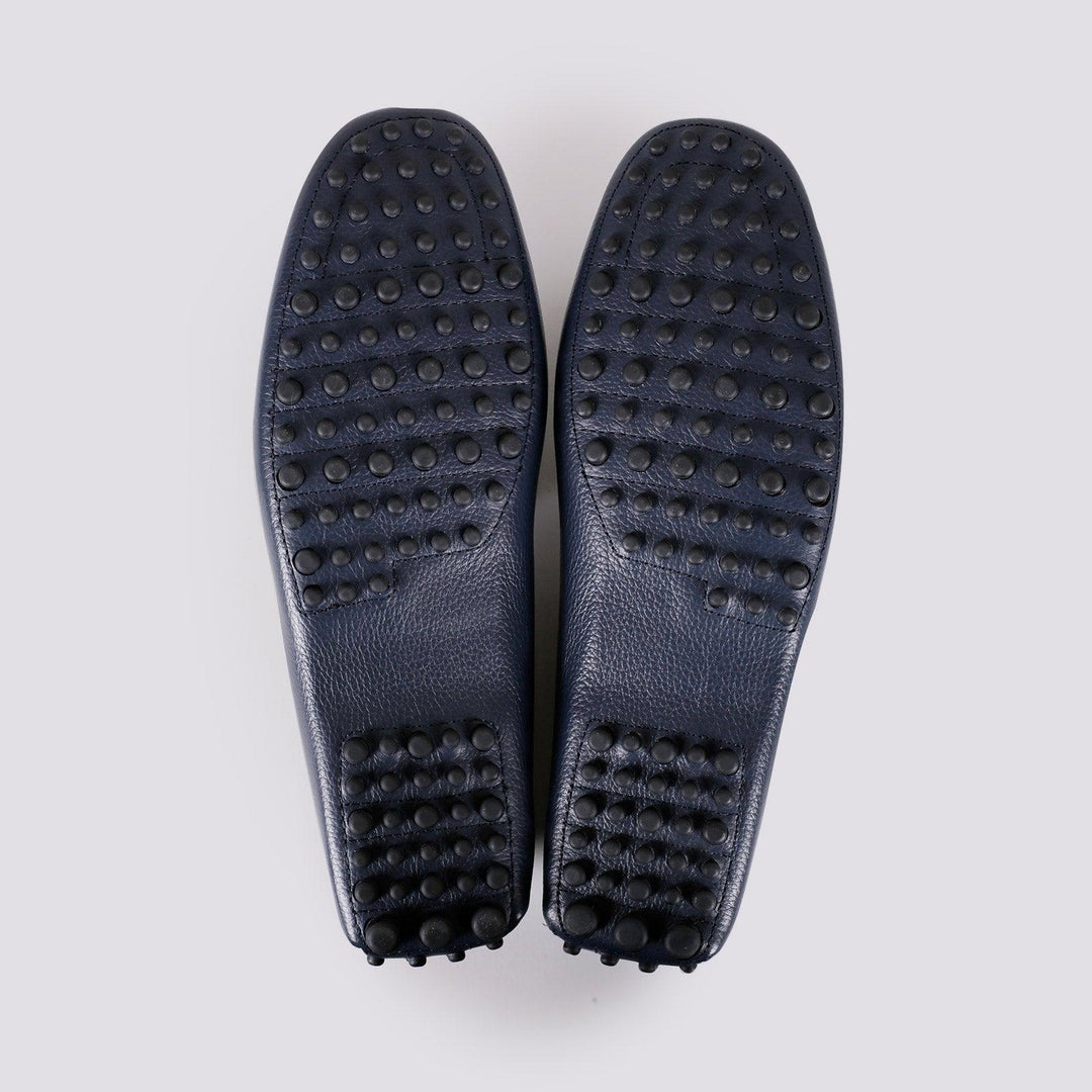 MOCASSINO CON GOMMINI IN PELLE MARTELLATA BLU 5512/PELLE 106 ANDREA MORANDO 