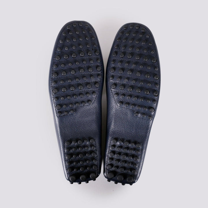 MOCASSINO CON GOMMINI IN PELLE MARTELLATA BLU 5512/PELLE 106 ANDREA MORANDO 
