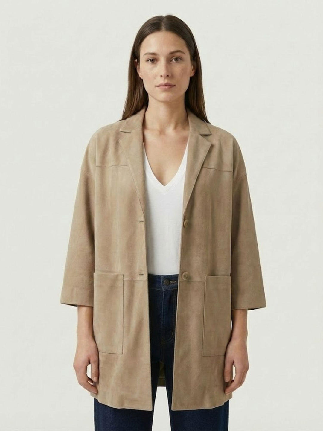 Spolverino Virginia in camoscio tortora VIRGINIA 11 JACK LEATHER 