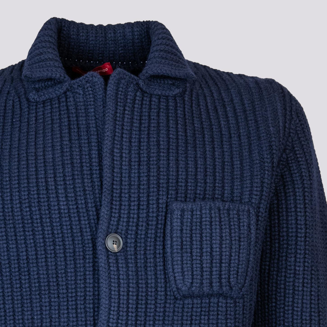 GIACCA CARDIGAN IN LANA VERGINE BLU 10166 598 ANDREA MORANDO 