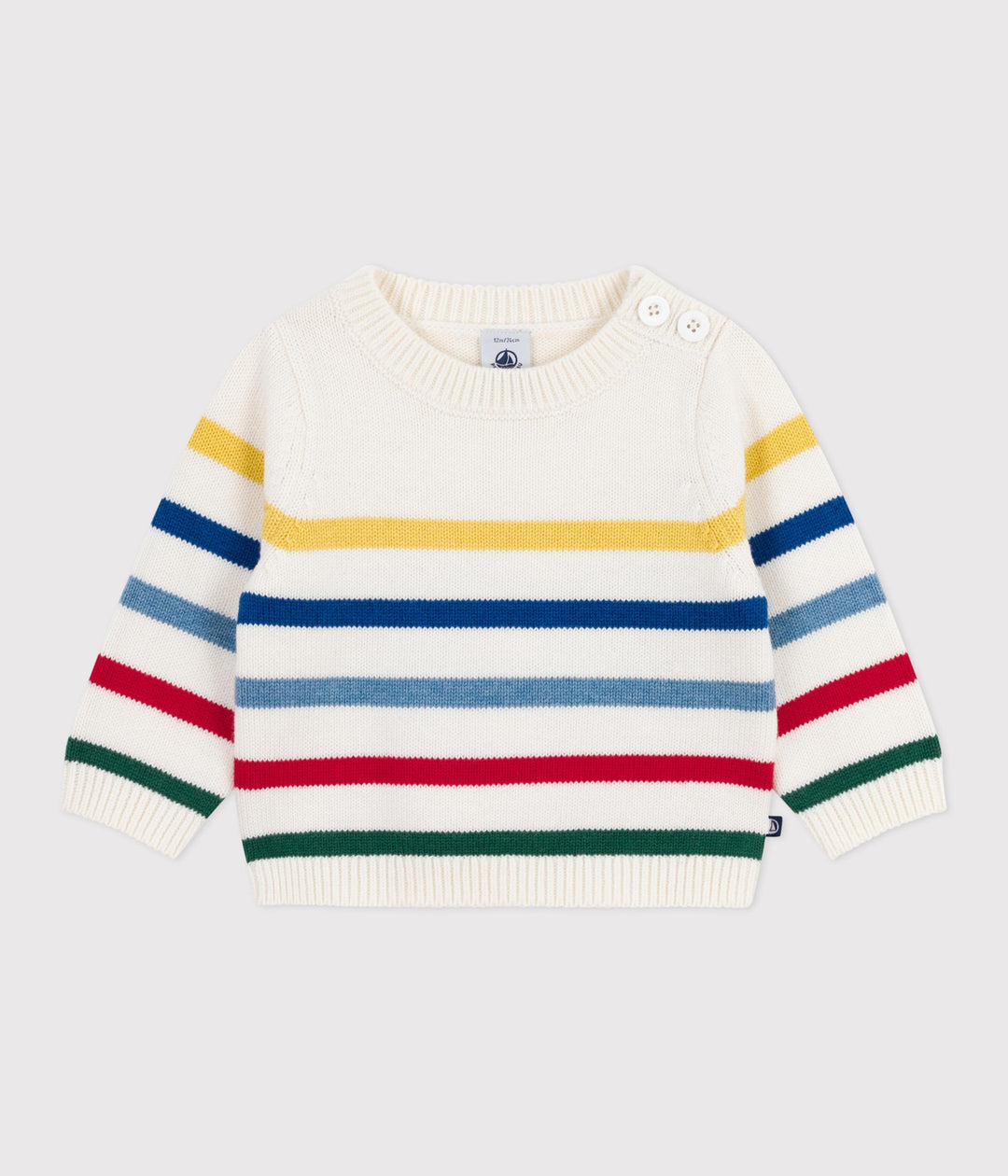 Maglione in misto lana e cotone a righe multicolor A0EAI 03 PETIT BATEAU 