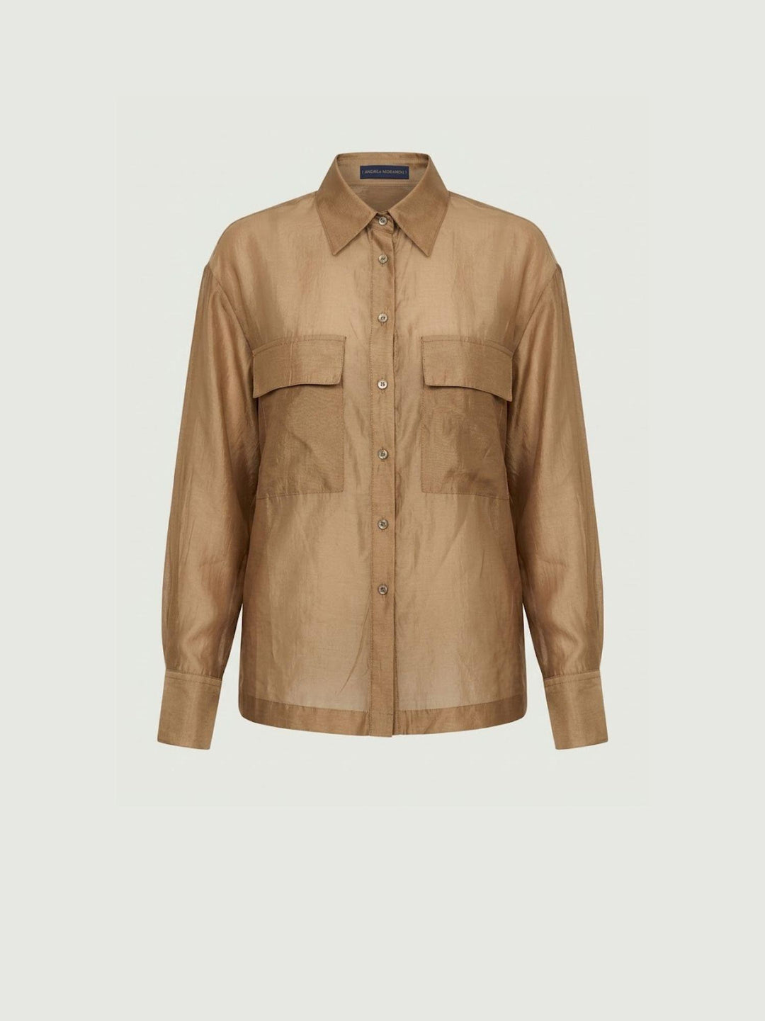Camicia velata cacao con bottoni dorati B9857 CACAO ANDREA MORANDO 