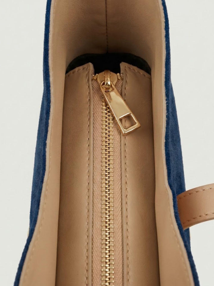 Borsa a spalla Elly in pelle scamosciata blu ELLY BLU BIMOR 