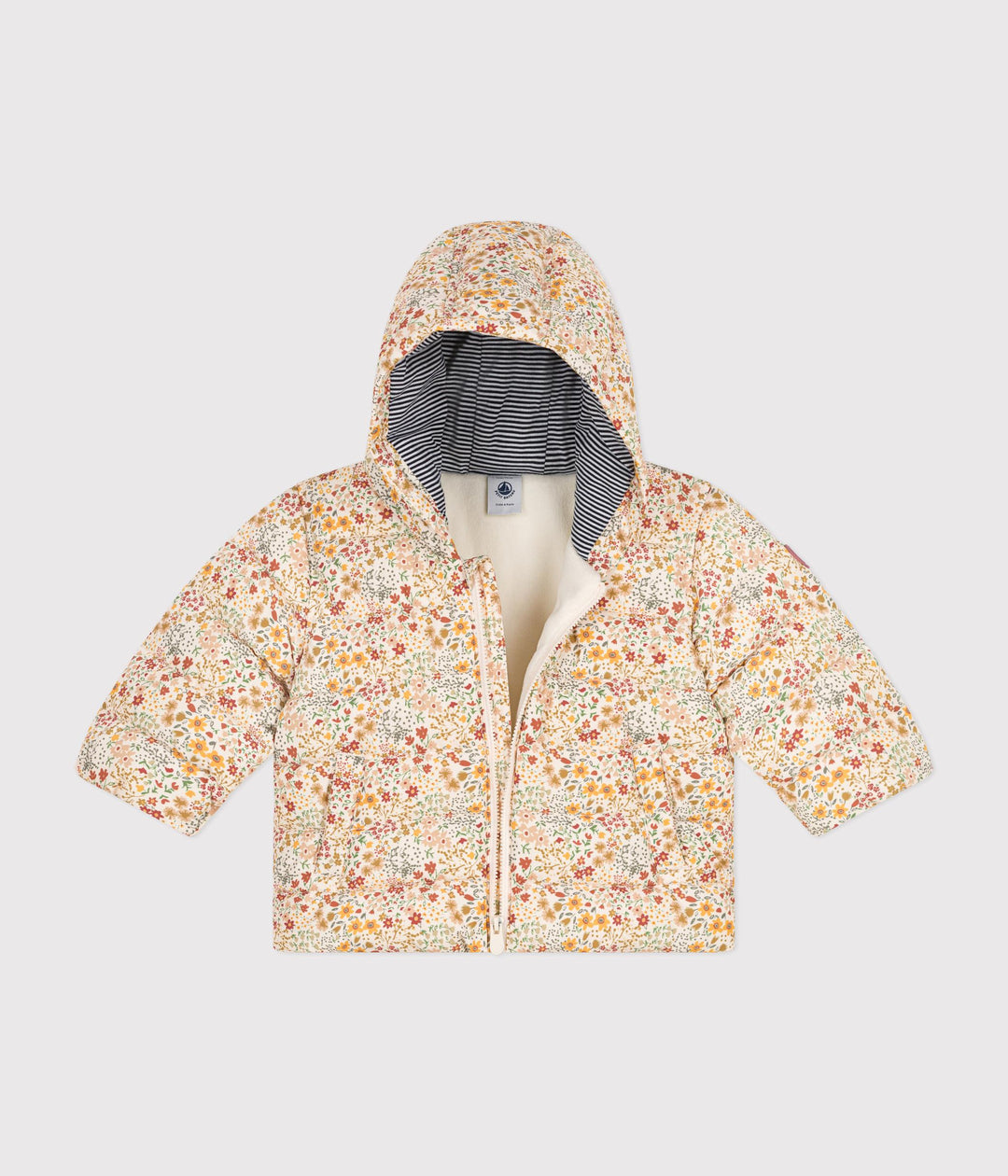 Piumino con cappuccio stampa liberty
