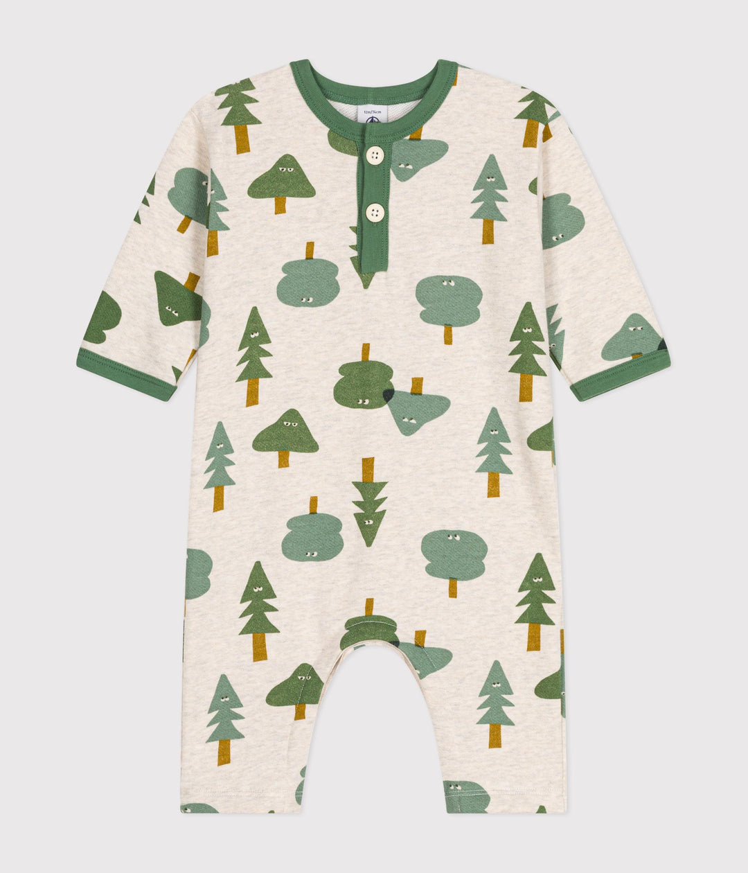Tutina lunga bianca con stampa alberi in tessuto felpato A0BKT 01 PETIT BATEAU 