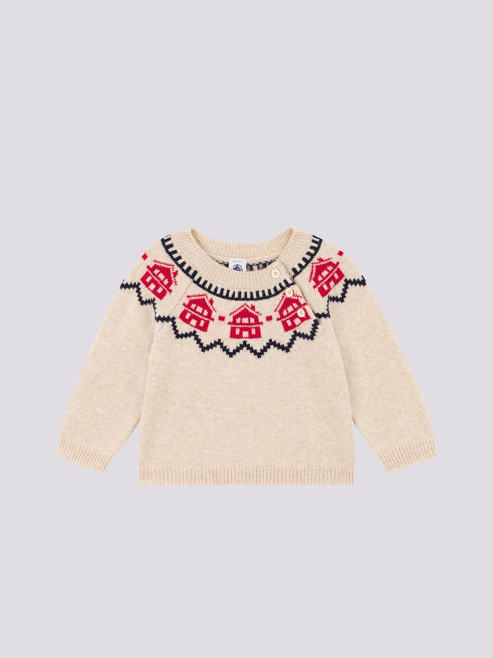 MAGLIONE IN TRICOT DI LANA E COTONE PER BEBÈ A08AA 01 PETIT BATEAU 