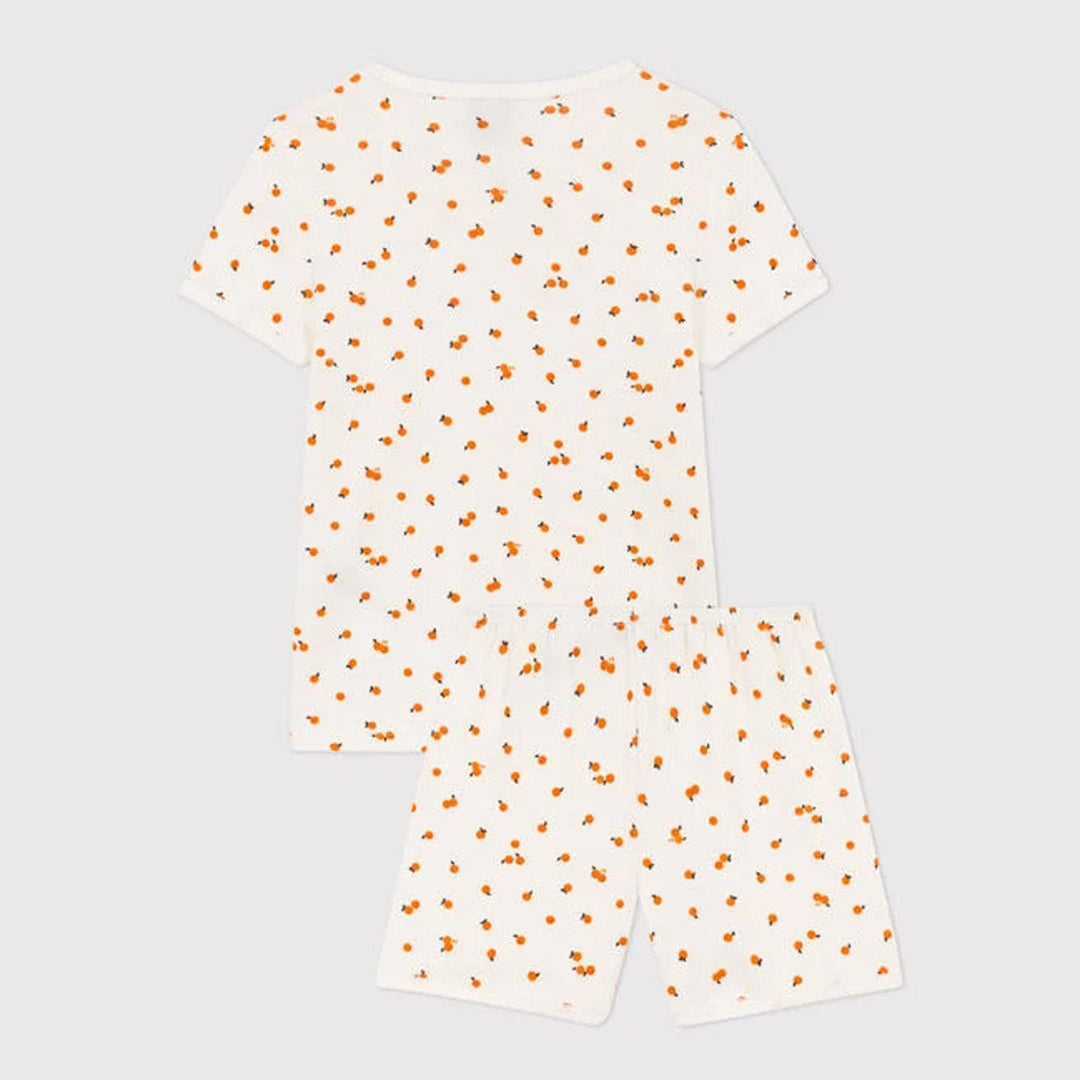 Pigiama corto bambina in cotone motivo orangettes A06UG 01 PETIT BATEAU 